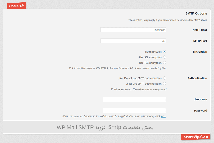 تنظیمات smtp در افزونه WP Mail SMTP