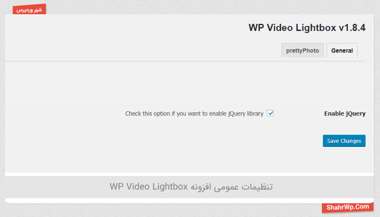 تنظیمات عمومی افزونه WP Video Lightbox