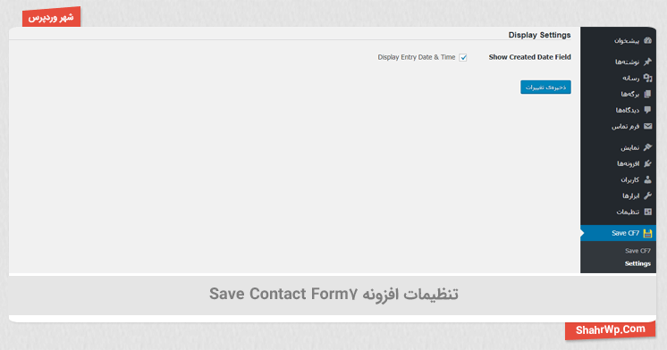 تنظیمات افزونه Save Contact Form 7
