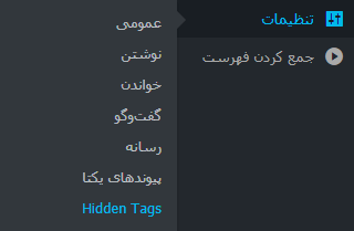 انتخاب گزینه Hidden Tags