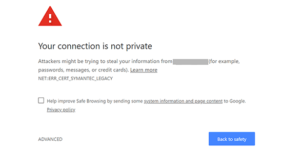 ارور Your connection is not private